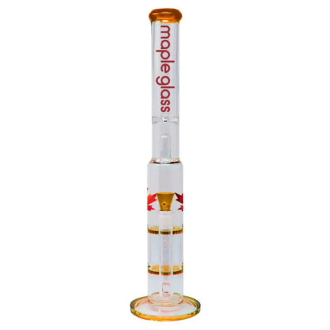 Amber Maple Glass Double Honey Comb Bong With Splash Guard - Bongs