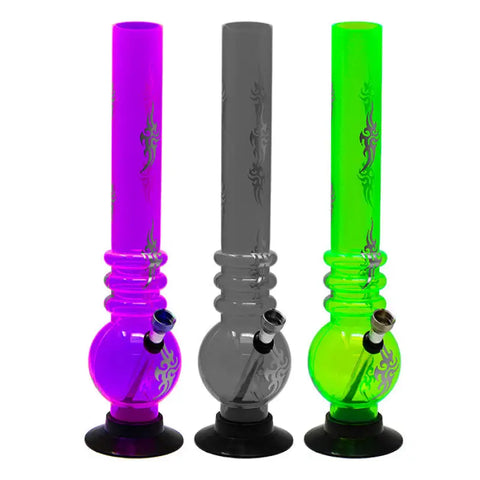 Assorted Color Multi Ring Bubble Base Acrylic Bong 13 Inches - Bongs