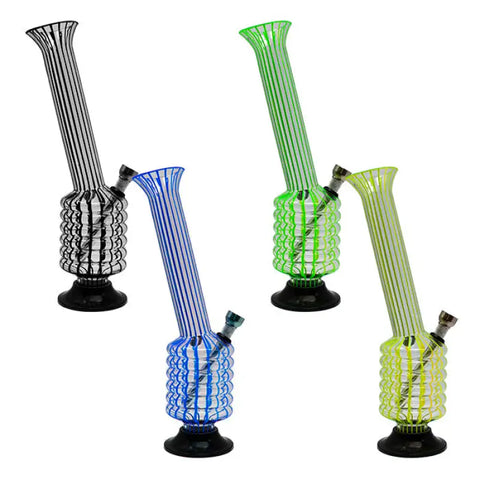 Assorted Color Multi Ring Striped Bong 10 Inches - Bongs
