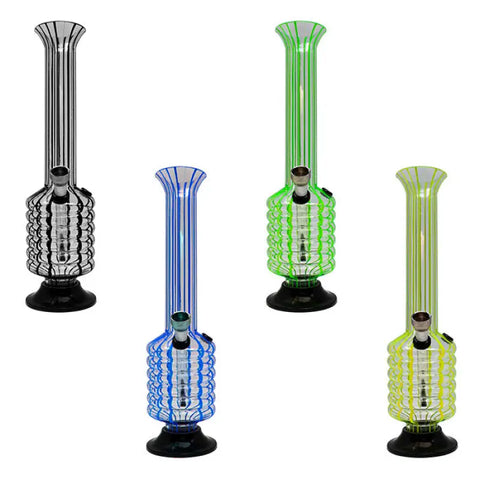 Assorted Color Multi Ring Striped Bong 10 Inches - Bongs