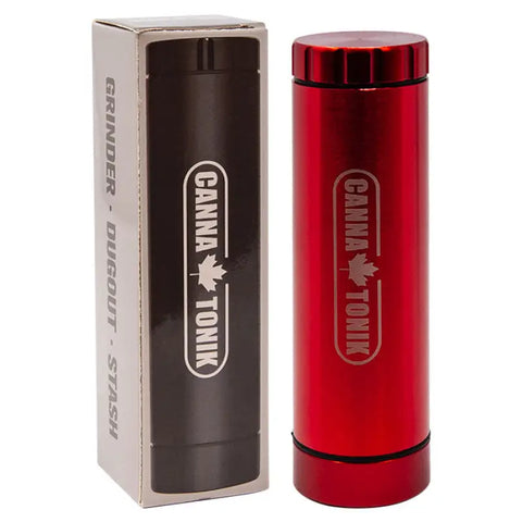 Cannatonik 3 In 1 Red Grinder Dugout Stash - Smoking Accessories