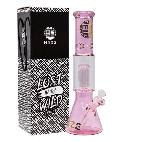 Pink Lost In The Wild Series 12-14 Inches Maze Glass Bong - Bongs