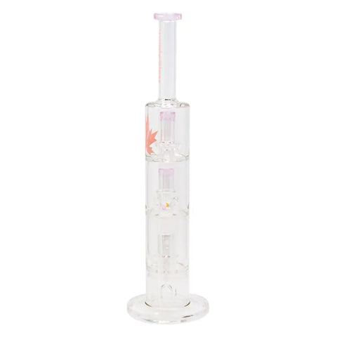 Pink Maple Glass Bong With Triple Tire Perc 18 Inches - Bongs
