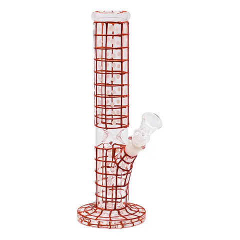 Red Detailed Hand Painted 10 Inches Glass Bong - Bongs