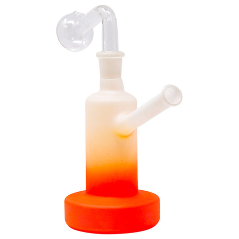 Orange Flat Base Frosty Oil Bong 6 Inches