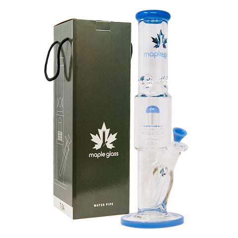 Sky Blue Maple Glass Tire Perc Bong 14 Inches