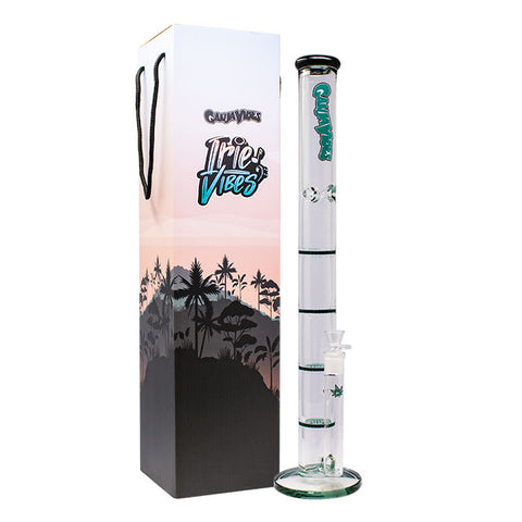 Teal Ganjavibes Honeycomb 24 Inches Four Disk Percolator Glass Bong By Irie Vibes Series