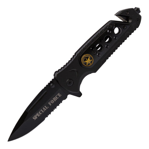 Black Special Forces Logo Circlet Pattern Foldable Pocket Knife