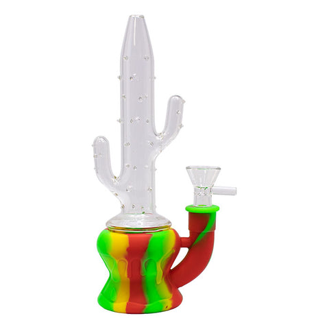 Red Cactus Style 9 Inches Silicone Glass Bong