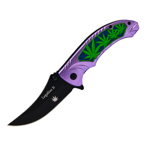 Purple Leaflets Foldable Pocket Knife