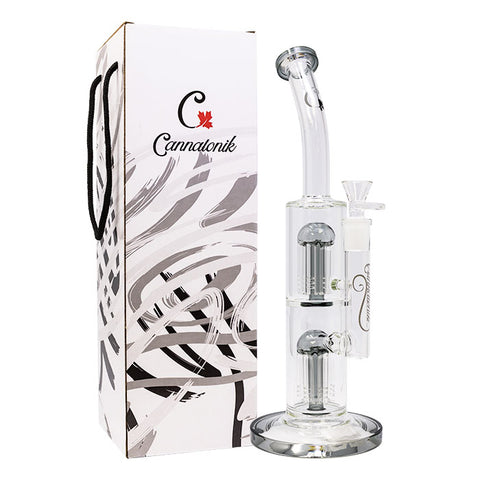 PreviousNext Grey Cannatonik Double Percolator 14 Inches Glass Bong