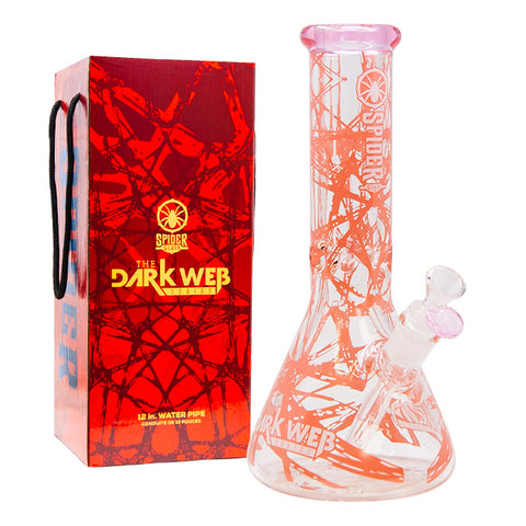 Pink Yellow Darkweb Series 12 Inches Bong from the house of Spider Glass