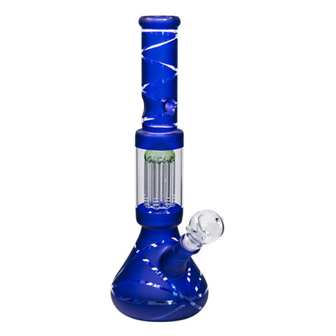 Blue Striped Tree Percolator Bong 14 Inches