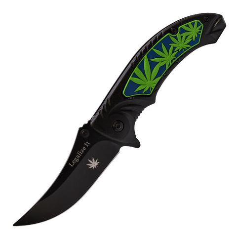 Black Leaflets Foldable Pocket Knife