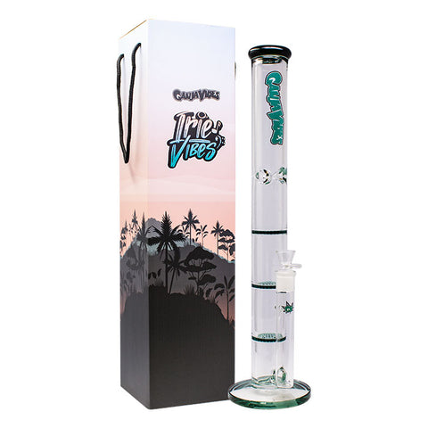 Teal Ganjavibes Honeycomb 20 Inches Three Disk Percolator Glass Bong By Irie Vibes Series