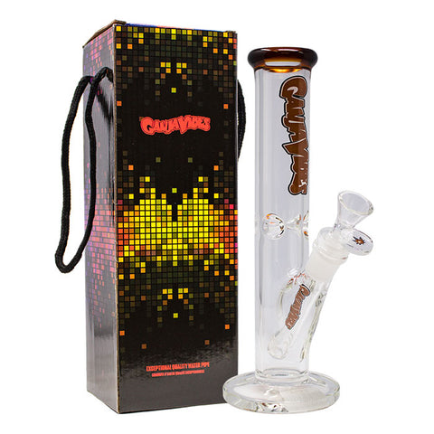 Ganjavibes Amber Straight Tube with Ice Catcher 10 Inches Glass Bong