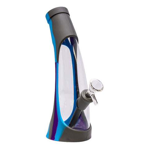 Blue Curved Bottled Shape Silicone Bong