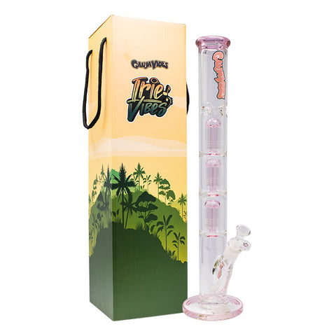 Pink Irie Vibes 20 Inches Triple Tree Percolator Ganjavibes Glass Bong