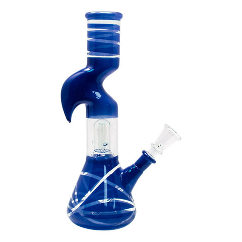 Blue Mini Hook Percolated Zong Bong 10 Inches