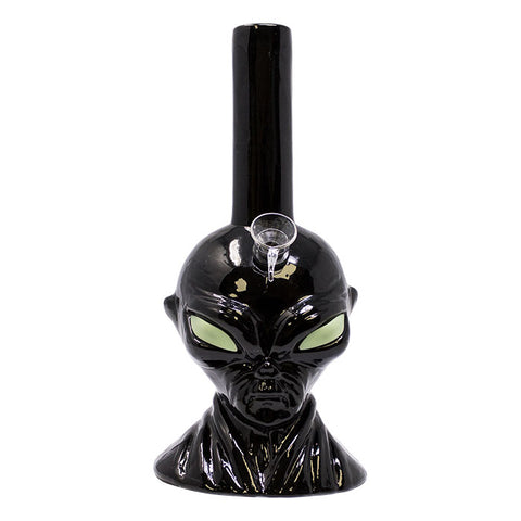 Black Alien 11 Inches Glow In Dark Metallic Glass Bong