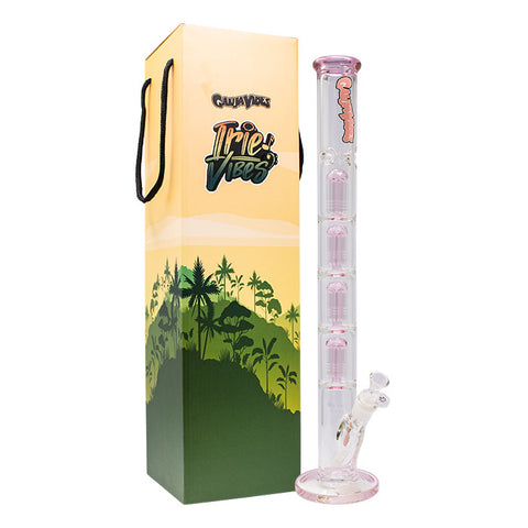 Pink Maple Glass Double Honey Comb Bong With Splash Guard