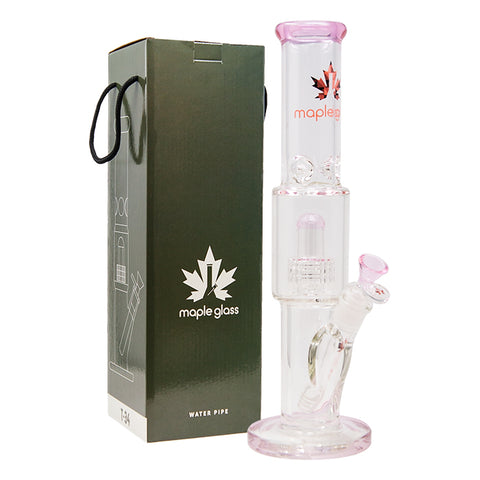 Pink Maple Glass Tire Perc Bong 14 Inches