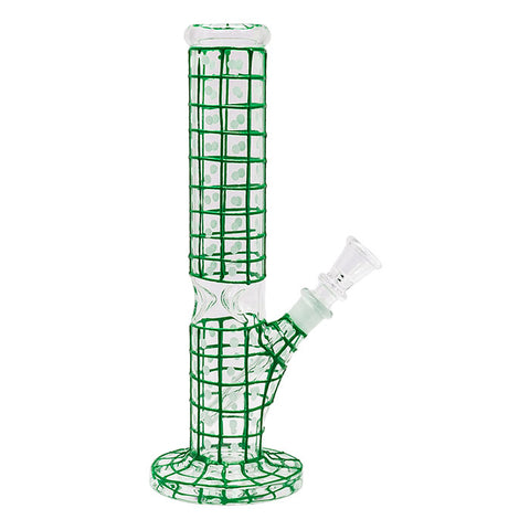 Green Detailed Hand Painted 10 Inches Glass Bong