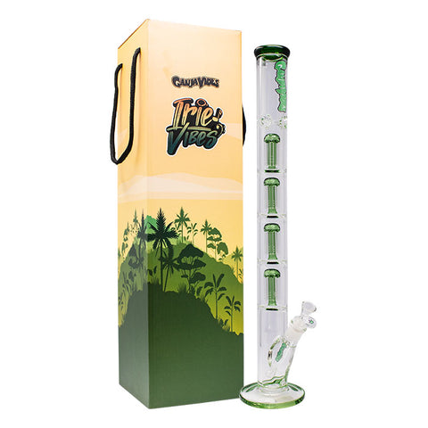 Green Irie Vibes 24 Inches Four Percolator Ganjavibes Glass Bong