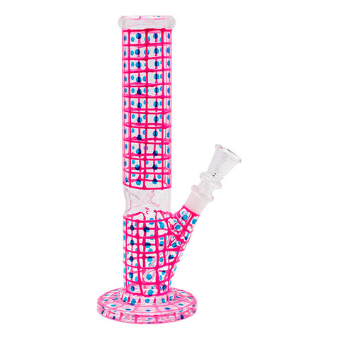 Pink Detailed Hand Painted 10 Inches Glass Bong