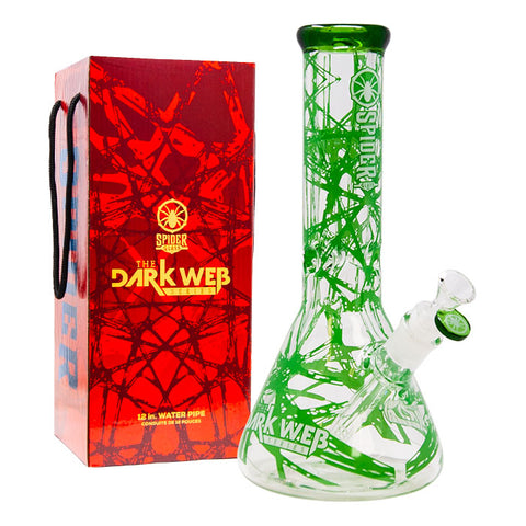 Green Darkweb Series Spider Glass Beaker Bong 12 Inches