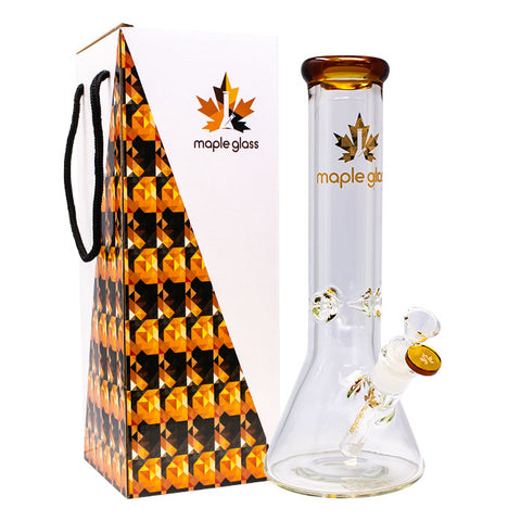 Gold Maple Glass Ice Catcher 12 Inches Glass Bong