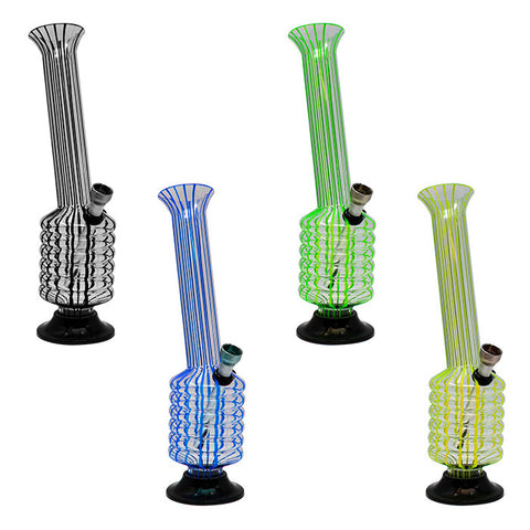 Assorted Color Multi Ring Striped Bong 10 Inches