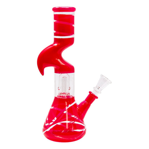 Red Mini Hook Percolated Zong Bong 10 Inches