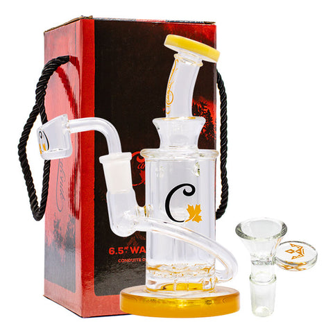 Yellow Cannatonik Mini Recycler Glass Dab Rig