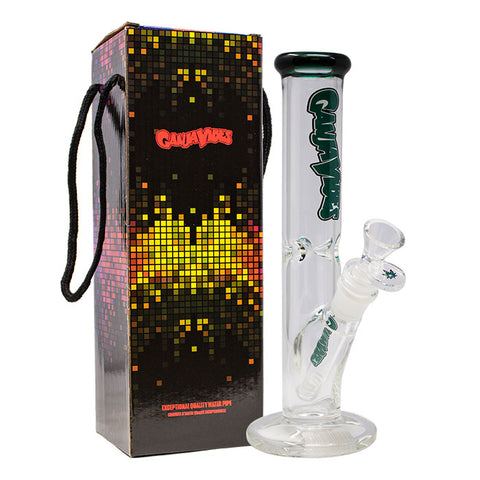 Ganjavibes Teal Straight Tube with Ice Catcher 10 Inches Glass Bong