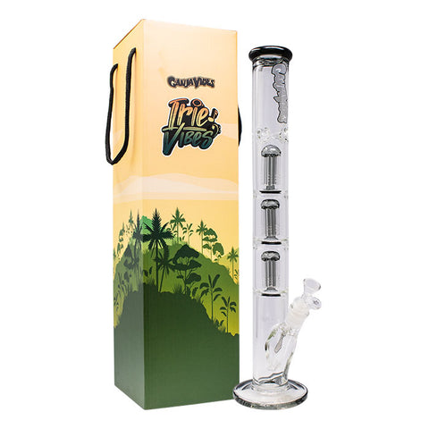 Grey Irie Vibes 20 Inches Triple Tree Percolator Ganjavibes Glass Bong