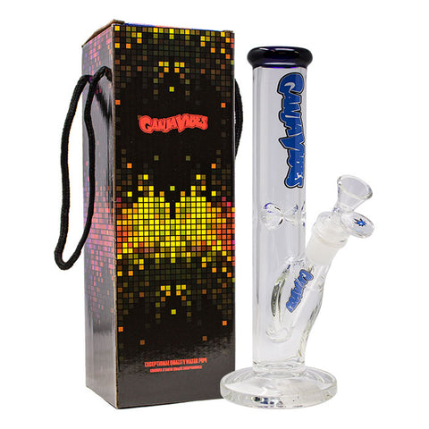 Ganjavibes Blue Straight Tube with Ice Catcher 10 Inches Glass Bong