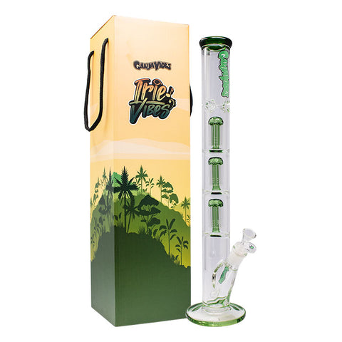 Green Irie Vibes 20 Inches Triple Tree Percolator Ganjavibes Glass Bong