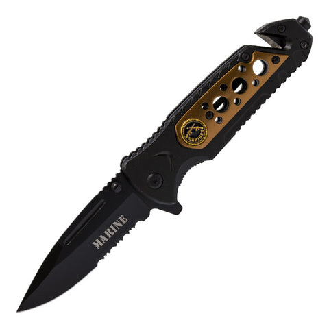 Gold Marines Logo Circlet Pattern Foldable Pocket Knife