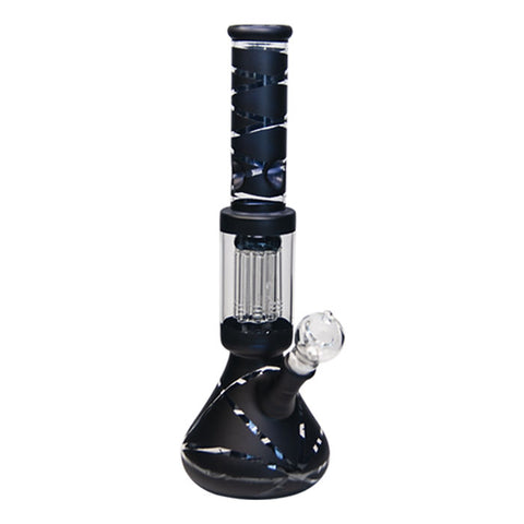 Black Striped Tree Percolator Bong 14 Inches