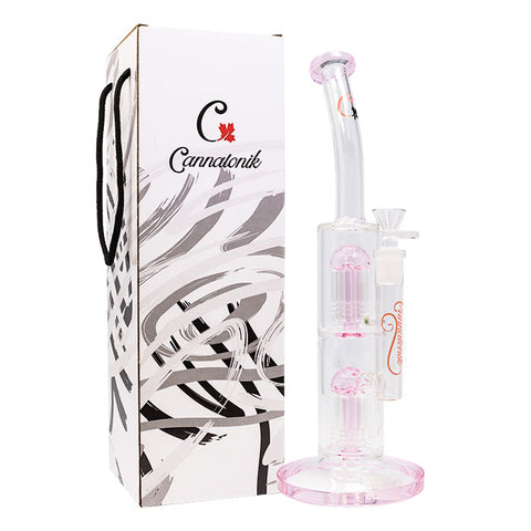 Pink Cannatonik Double Percolator 14 Inches Glass Bong