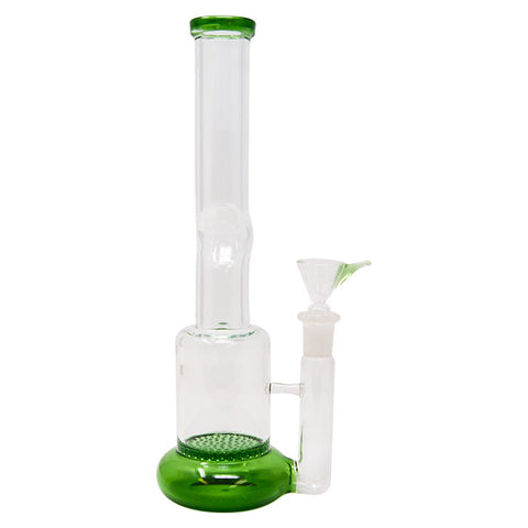 Straight Green Honey Comb Glass Bong