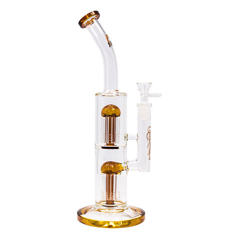 Amber Cannatonik Double Percolator 14 Inches Glass Bong