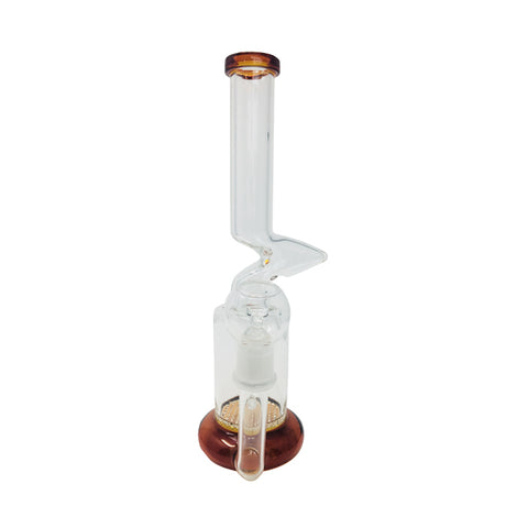 Straight Amber Honey Comb Glass Bong