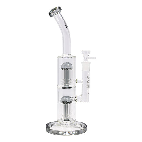 PreviousNext Grey Cannatonik Double Percolator 14 Inches Glass Bong