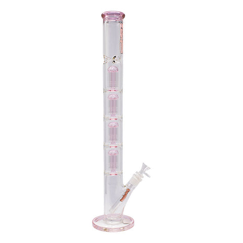 Pink Maple Glass Double Honey Comb Bong With Splash Guard