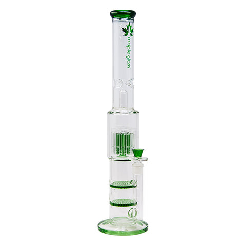 Green Maple Glass Double Honey Comb Perc With Tree Perc And Splash Guard 20 Inches