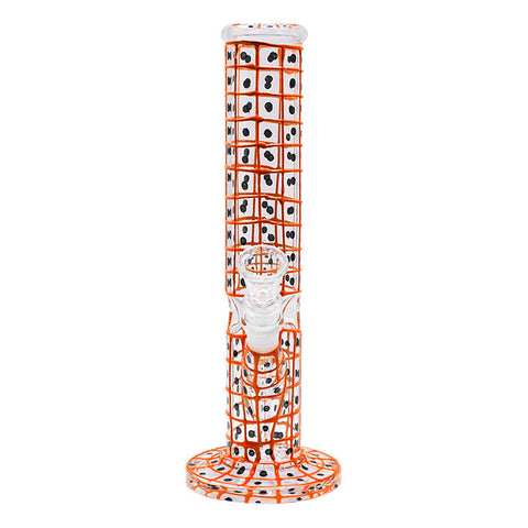 Orange Detailed Hand Painted 10 Inches Glass Bong