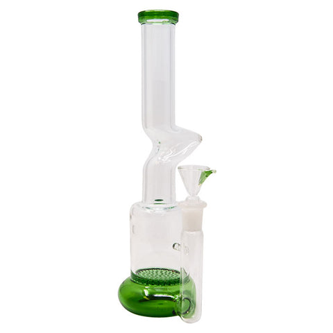 Straight Green Honey Comb Glass Bong