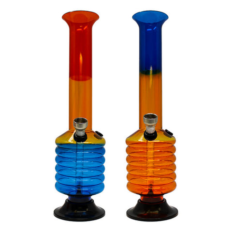 Tri Color Multi Ring Base Acrylic Bong 10 Inches